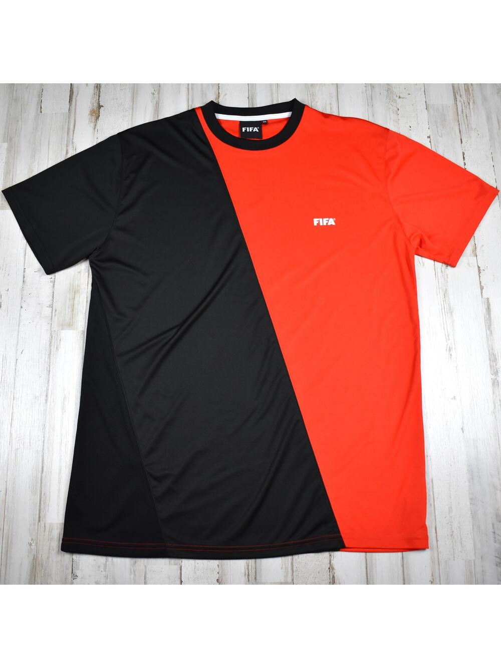 FIFA Short Sleeve Shirt Men's XXL Slim Fit Top Red Black Football Activewear Y2K
